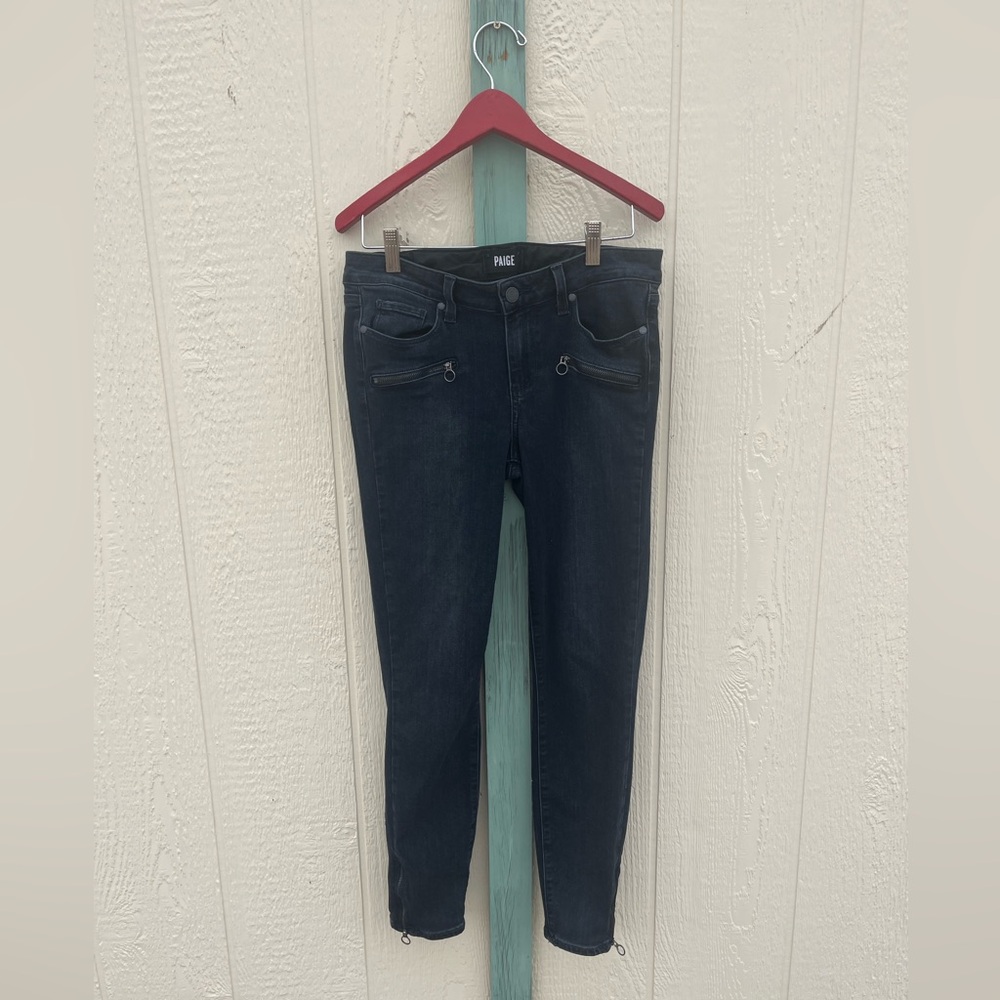 PAIGE Jane Zip Crop Jeans Womens Size 29 Denim Mid Rise Ankle Zip Stretch
